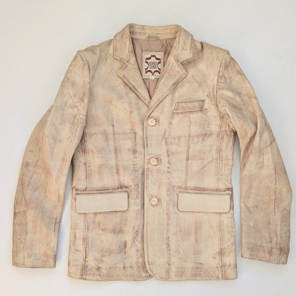 Vintage Men's Weathered Western Leather Blazer Large - Picture 2 of 13